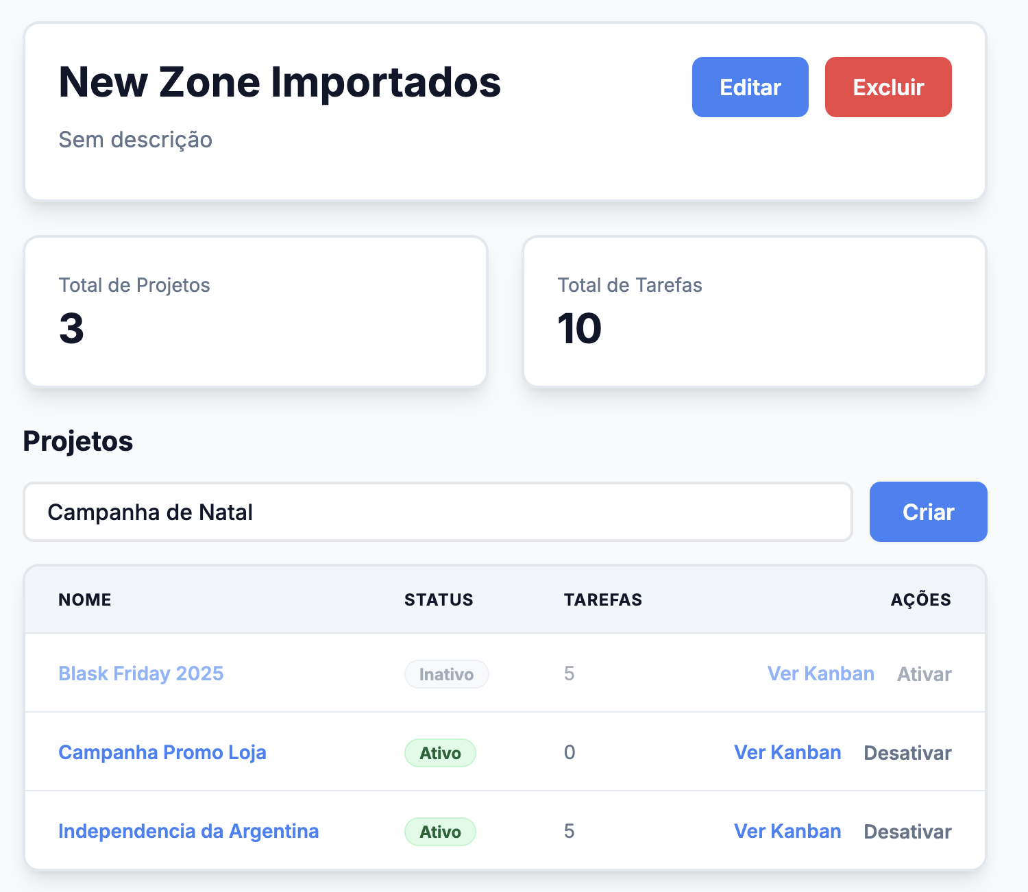Adicionar projeto no detalhe do cliente.